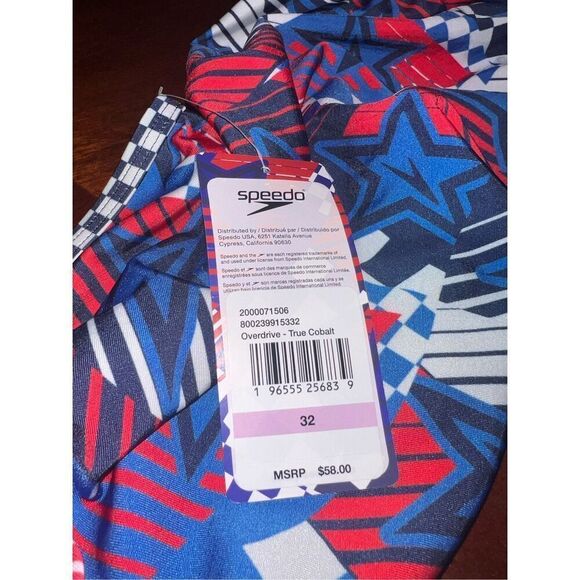 SPEEDO 32 M Large Womens One Piece Swimming USA Collection Logo red white blue - Picture 4 of 5